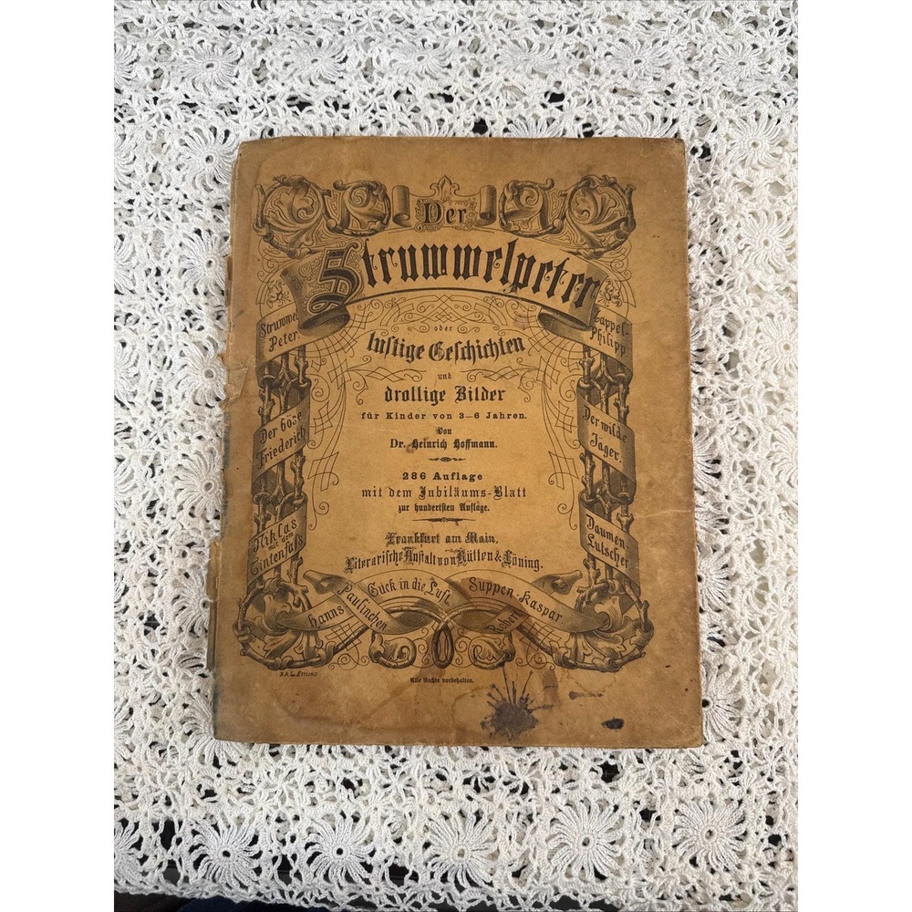 Rare Antique Der Struwwelpeter German Childrens Book, 1900s era, Color pages